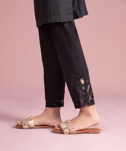 Black Cambric Straight Trousers MB-EF20175BB