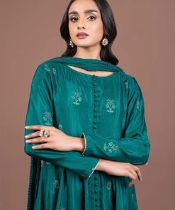 2 Pieces Embroidered Raw Silk Bottle Green Dress &Amp; Dupatta Mbf24501Bg 8 Mb F24 501Bottlegreenb Imanistudio.com