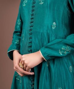 2 Pieces Embroidered Raw Silk Bottle Green Dress &Amp; Dupatta Mbf24501Bg 9 Mb F24 501Bottlegreenc Imanistudio.com