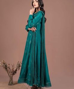 2 Pieces Embroidered Raw Silk Bottle Green Dress &Amp; Dupatta Mbf24501Bg 7 Mb F24 501Bottlegreend Imanistudio.com