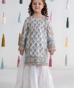 MariaB Blue/White Printed & Embroidered Lawn Suit MBKD-EA2401BW