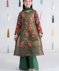 MariaB Green Printed & Embroidered Cotton Masoori Suit MBKD-EA2404GP
