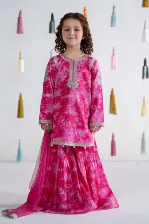 Mariab Fuchsia Pink Embroidered Cotton Lawn Suit Mbkd-Ea2420Fp