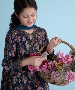 Mariab Navy Floral Embroidered Lawn Suit Mbkd-Ea2421Np 13 Mkdea2421Navya Imanistudio.com