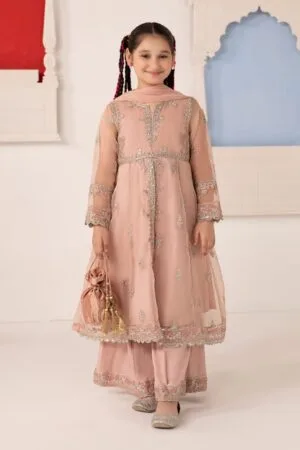 MariaB Tea Pink Embroidered Organza Suit MBKS-EA2401TP