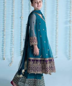 Mariab Teal Embroidered Net Angrakha Suit Mbks-Ea2436Tb 10 Mksea2436Teal Imanistudio.com