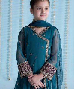 Mariab Teal Embroidered Net Angrakha Suit Mbks-Ea2436Tb 12 Mksea2436Teale Imanistudio.com
