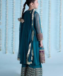 Mariab Teal Embroidered Net Angrakha Suit Mbks-Ea2436Tb 11 Mksea2436Tealf Imanistudio.com
