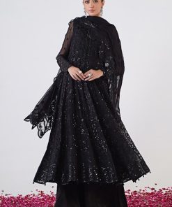 Luxury Formal Black Embroidered Chiffon Outfit Mbsf-Ea2412Bk 9 Sfea2412Blackc Imanistudio.com