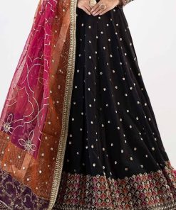 Luxury Formal Black Embroidered Raw Silk Lehnga Choli Mbsf-Ea2404Bm 15 Sfef2404Blackcloseup 3 1800X1800 Imanistudio.com