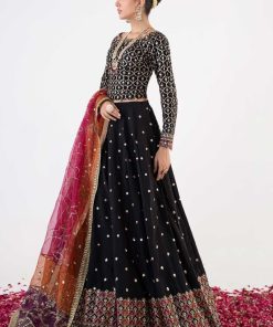 Luxury Formal Black Embroidered Raw Silk Lehnga Choli Mbsf-Ea2404Bm 10 Sfef2404Blackf Imanistudio.com