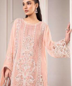 Luxury Formal Peach Embroidered Chiffon Outfit Mbsf-Ea2467Ph 9 Sfef2467Peach Imanistudio.com