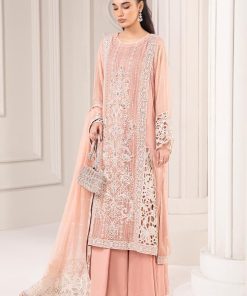Luxury Formal Peach Embroidered Chiffon Outfit MBSF-EA2467PH