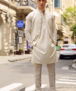 3 Pcs Mens Premium Quality Karandi Kameez/Pants Waistcoat Imist2405-Cream 7 3J1A8037 Imanistudio.com