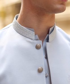 3 Pcs Mens Premium Quality Karandi Kameez/Pants Waistcoat Imist2405-Sky Blue 11 3J1A8179 Imanistudio.com