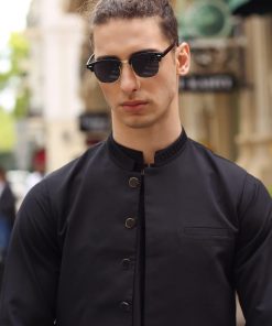 3 Pcs Mens Premium Quality Karandi Kameez/Pants Waistcoat Imist2405-Black 10 3J1A8263 Imanistudio.com