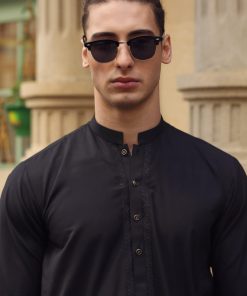 3 Pcs Mens Premium Quality Karandi Kameez/Pants Waistcoat Imist2405-Black 9 3J1A8271 Imanistudio.com
