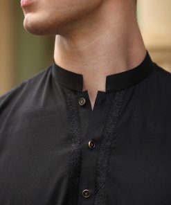 3 Pcs Mens Premium Quality Karandi Kameez/Pants Waistcoat Imist2405-Black 8 3J1A8275 Imanistudio.com