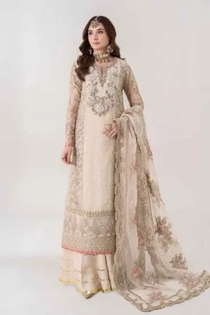 Luxury Formal Ivory Embroidered Organza Suit MBDS-EA2805IR