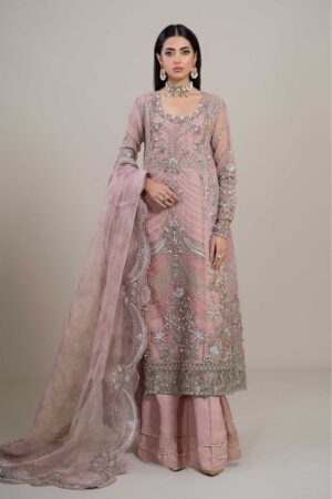Luxury Formal Maria.B Pink Embroidered Organza Suit MBDS-EA2706PK