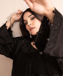 Mariab Black Embroidered Self Jacquard Lawn Suit Mbdw-Ea2412Jb 9 Dw Mn24 12Blacka Imanistudio.com