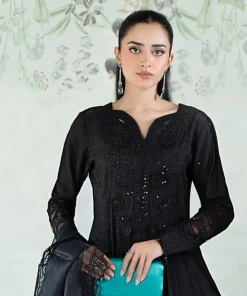 Mariab Black Embroidered Dobby Lawn Suit Mbdw-Ea2407Bk 10 Dwea2407Black Imanistudio.com