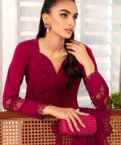 Mariab Fuchsia Pink Embroidered Dobby Lawn Suit Mbdw-Ea2407Fp 8 Dwea2407Pink Imanistudio.com