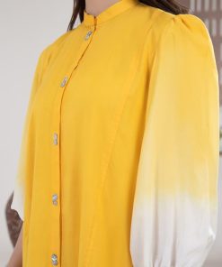 1 Pcs Yellow Ombre Arabic Lawn Kaftan Mb-Ea2438Yo 8 Mb Ea24 38Yellowc Imanistudio.com