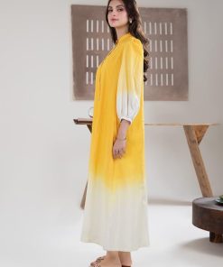 1 Pcs Yellow Ombre Arabic Lawn Kaftan Mb-Ea2438Yo 7 Mb Ea24 38Yellowd Imanistudio.com