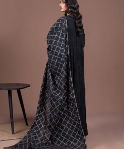 Maria.b 1 Pcs Pk Raw Silk Black Long Dress Mb-F24511Jb 7 Mb F24 511Black Imanistudio.com