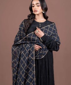 Maria.b 1 Pcs Pk Raw Silk Black Long Dress Mb-F24511Jb 6 Mb F24 511Blacka Imanistudio.com