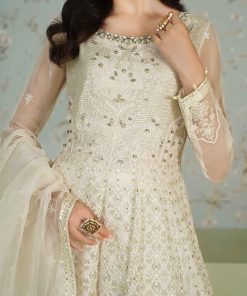 Luxury Formal Off-White Embroidered Bomber Chiffon Outfit Mbsf-Ea2436Ow 14 Sf Ea2436Whiteb Imanistudio.com