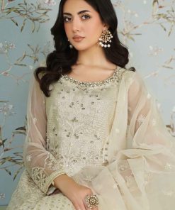 Luxury Formal Off-White Embroidered Bomber Chiffon Outfit Mbsf-Ea2436Ow 15 Sf Ea2436Whitec Imanistudio.com