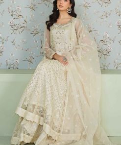 Luxury Formal Off-White Embroidered Bomber Chiffon Outfit Mbsf-Ea2436Ow 13 Sf Ea2436Whiteg Imanistudio.com