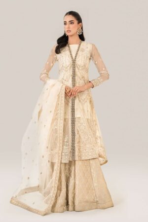 Luxury Formal Off-White Embroidered Net Suit MBSF-EA2428OW