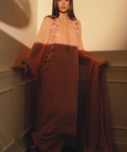 Zara Shahjahan 3Pcs Peachy Pink Georgette Chiffon Suit Zszc-1993Pp 6 Zc 1993B Imanistudio.com