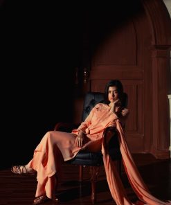 Zara Shahjahan 3Pcs Peachy Pink Georgette Chiffon Suit Zszc-1993Pp 8 Zc 1993C Imanistudio.com