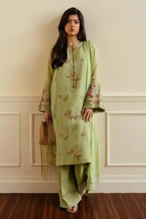 Zara Shahjahan 3Pcs Pistachio Georgette Chiffon Suit ZSZC-1996PG