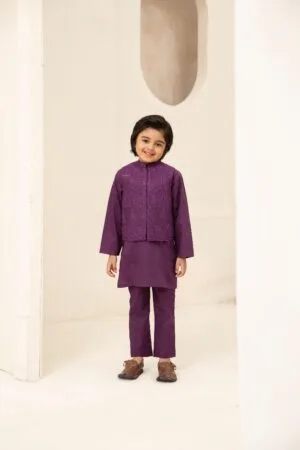 Boys 3pcs 100% Fine Cotton Suit IMIST-S24EF1-07Plum