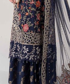 Luxury Formal Navy Blue Embroidered Organza Suit Mbds-Ea2808Nb 13 D 8Navyd Imanistudio.com