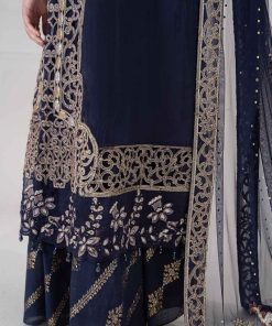 Luxury Formal Navy Blue Embroidered Organza Suit Mbds-Ea2808Nb 14 D 8Navye Imanistudio.com