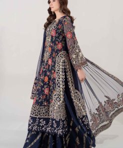 Luxury Formal Navy Blue Embroidered Organza Suit Mbds-Ea2808Nb 10 D 8Navyh Imanistudio.com