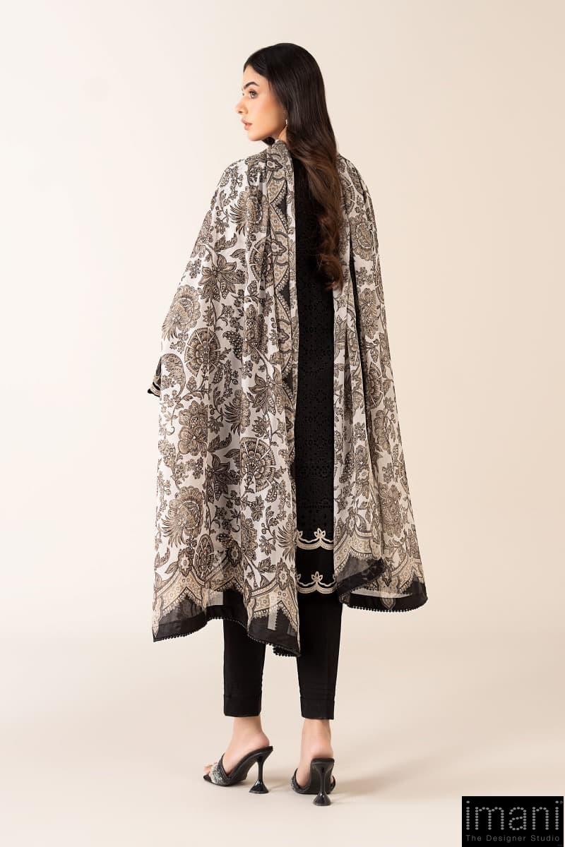 Luxury Pret Black Bomber Chiffon Embroidered Suit Mbdw-Mn24110Bw 10 Luxury Pret Black Bomber Chiffon Embroidered Suit Mbdw-Mn24110Bw - Image 10