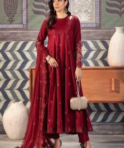Luxury Pret Maroon Dobby Lawn Embroidered Suit MBDW-EF2405MN