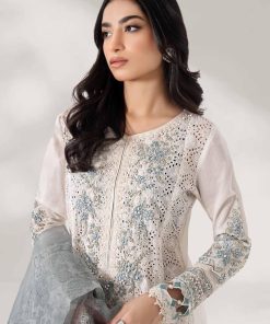 Luxury Pret Off-White/ Ferozi Cotton Lawn Embroidered Suit Mbdw-Ef2408Wf 8 Dwpf2408Whtb Imanistudio.com