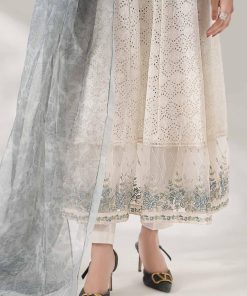 Luxury Pret Off-White/ Ferozi Cotton Lawn Embroidered Suit Mbdw-Ef2408Wf 9 Dwpf2408Whtc Imanistudio.com