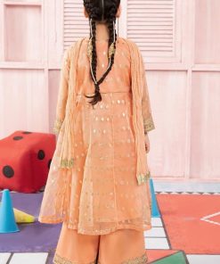 Mariab Kids Peach Embroidered Organza Suit Mbks-Pf2407Pc 12 Mkspf2407Peacha Imanistudio.com