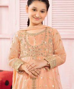 Mariab Kids Peach Embroidered Organza Suit Mbks-Pf2407Pc 10 Mkspf2407Peachb Imanistudio.com