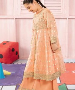 Mariab Kids Peach Embroidered Organza Suit Mbks-Pf2407Pc 9 Mkspf2407Peachf Imanistudio.com