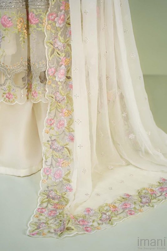 Threads & Motifs Pret Formal Wear Organza Dress 5532 Off White main image 1